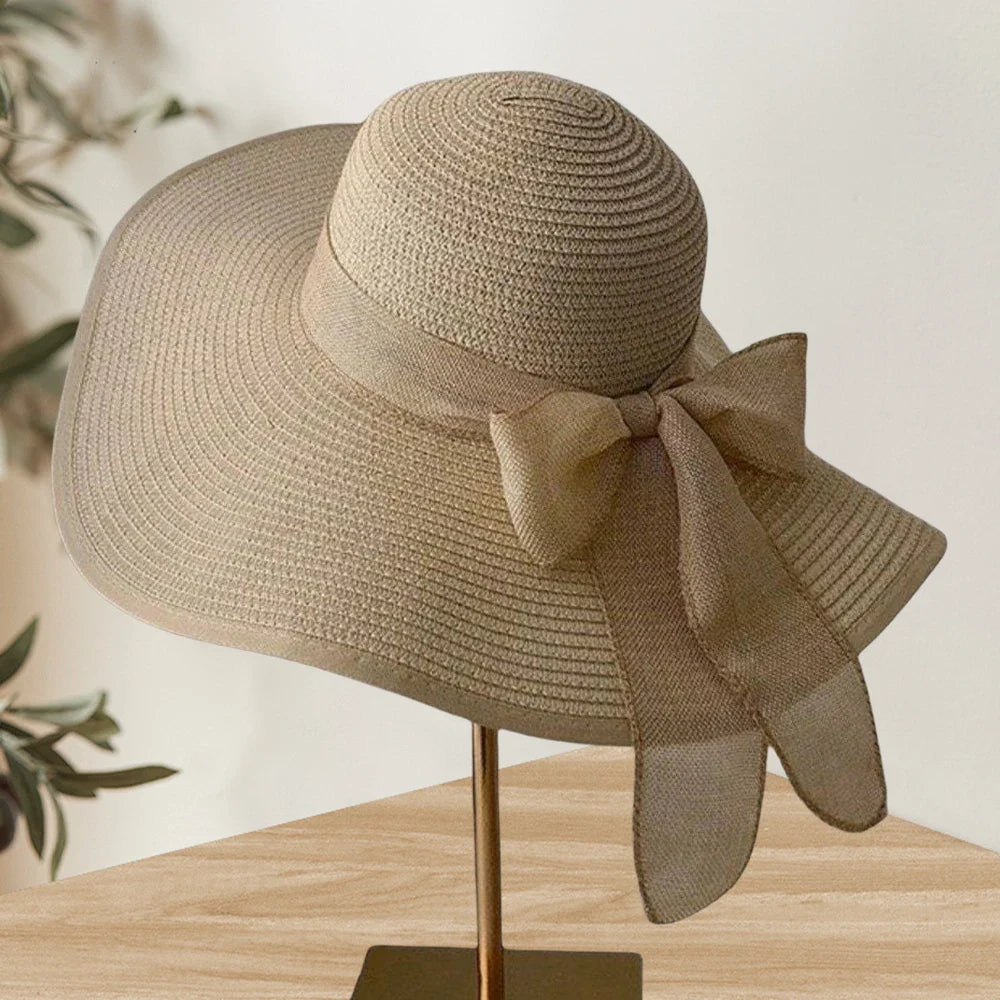 1pc Women's Oversize Brim Straw Hat Women's Summer Sun Block Big Brim Hat Seaside Bow Beach Hat Suitable For Sun Protection