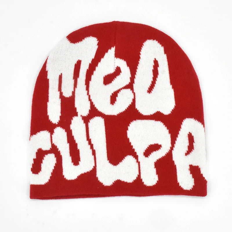 New Knitting Beanies Hat Men Women Paragraph Quality Cap Mea Culpa Y2k Warm Fashion Hundred Take Cold Cap for Women Hats