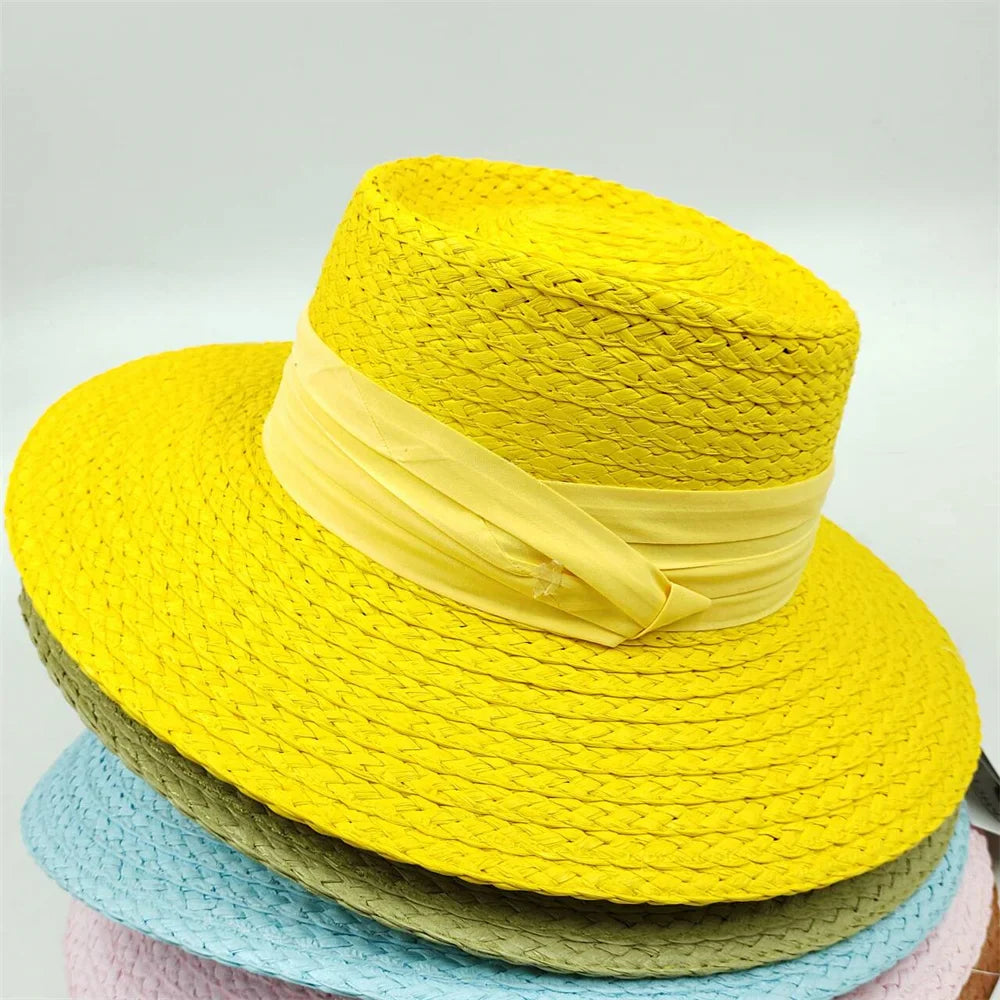 Handmade Big Brim Hat Oversized Tassel Burrs Women Men Straw Sun Brim Hats Natural Raffia Panama Beach Summer Hat