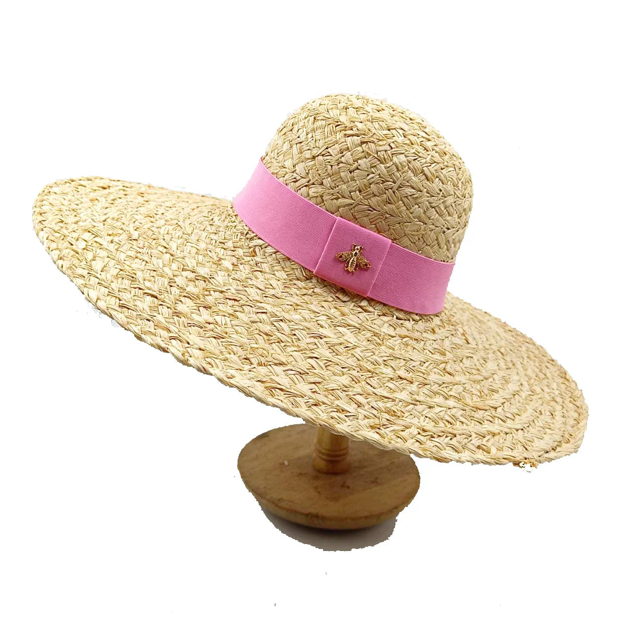 2024 Summer Straw Hat Beach Hat Women's Seaside Sun Hat Vacation Bow Ribbon Flat Top Big Brim Straw Hat praia