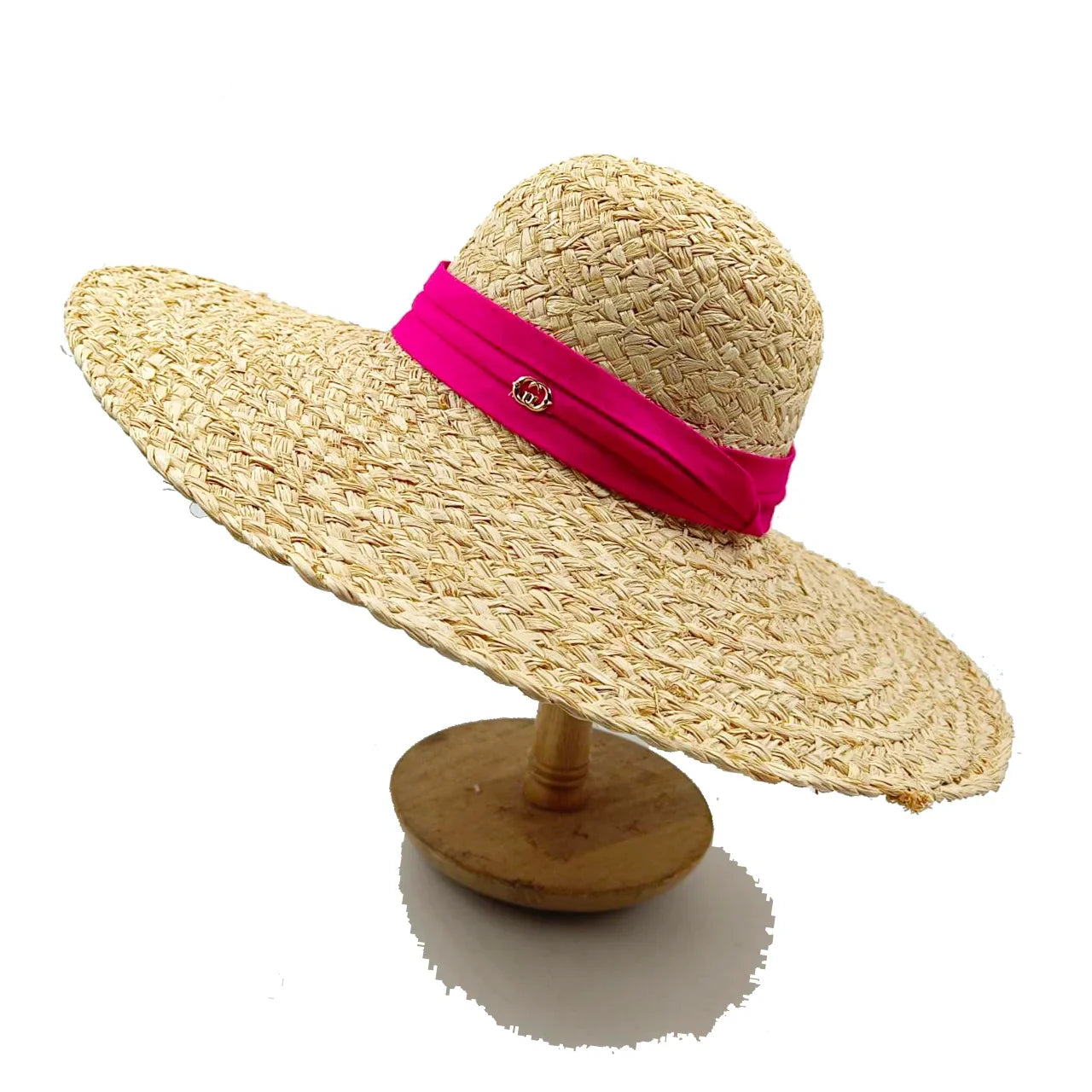 2024 Summer Straw Hat Beach Hat Women's Seaside Sun Hat Vacation Bow Ribbon Flat Top Big Brim Straw Hat praia