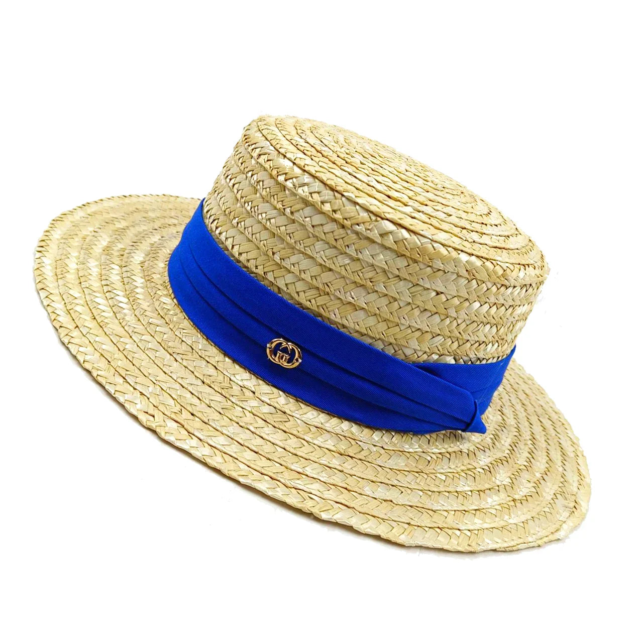 2024 Summer Straw Hat Beach Hat Women's Seaside Sun Hat Vacation Bow Ribbon Flat Top Big Brim Straw Hat praia