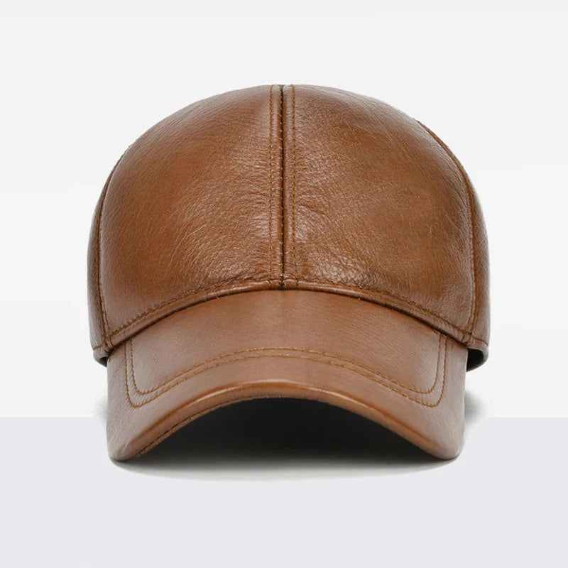 2025 Adjustable Men's Genuine Cowhide Leather Baseball Cap for Fall Winter Outdoor Sports Hat Men Real Cowhide Leather Caps