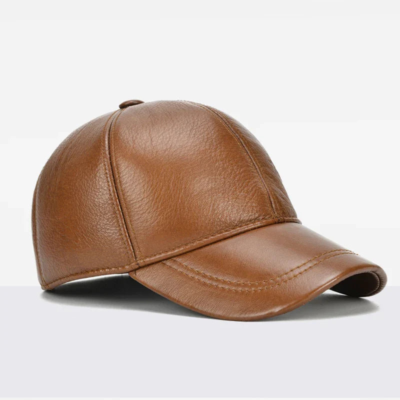 2025 Adjustable Men's Genuine Cowhide Leather Baseball Cap for Fall Winter Outdoor Sports Hat Men Real Cowhide Leather Caps