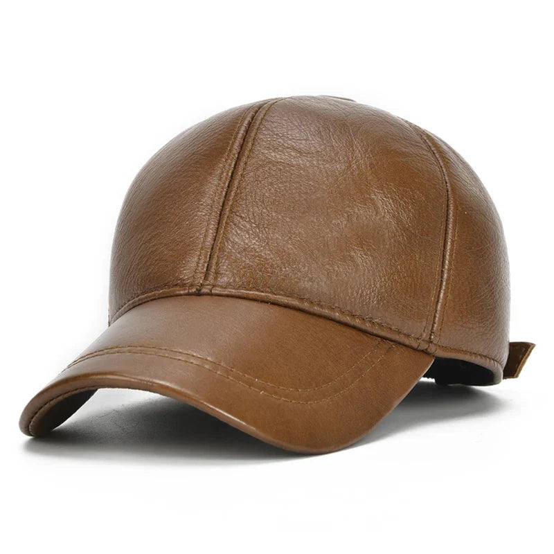 2025 Adjustable Men's Genuine Cowhide Leather Baseball Cap for Fall Winter Outdoor Sports Hat Men Real Cowhide Leather Caps