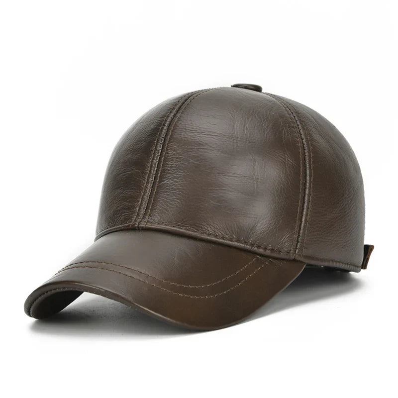 2025 Adjustable Men's Genuine Cowhide Leather Baseball Cap for Fall Winter Outdoor Sports Hat Men Real Cowhide Leather Caps