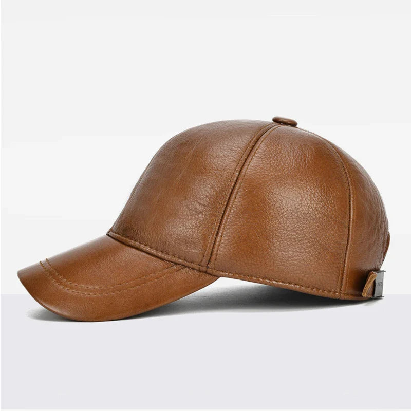 2025 Adjustable Men's Genuine Cowhide Leather Baseball Cap for Fall Winter Outdoor Sports Hat Men Real Cowhide Leather Caps