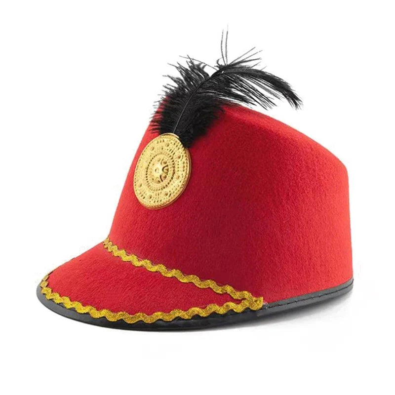 Britain Style  Guard Hat with Feather Party Show Knight Hat for Cosplay