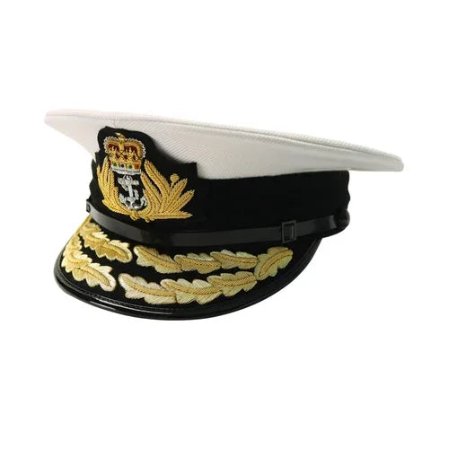 British Royal Navy Officer Hat Naval Captain Peak Cap R N Commanders Cap Queen King's Crown