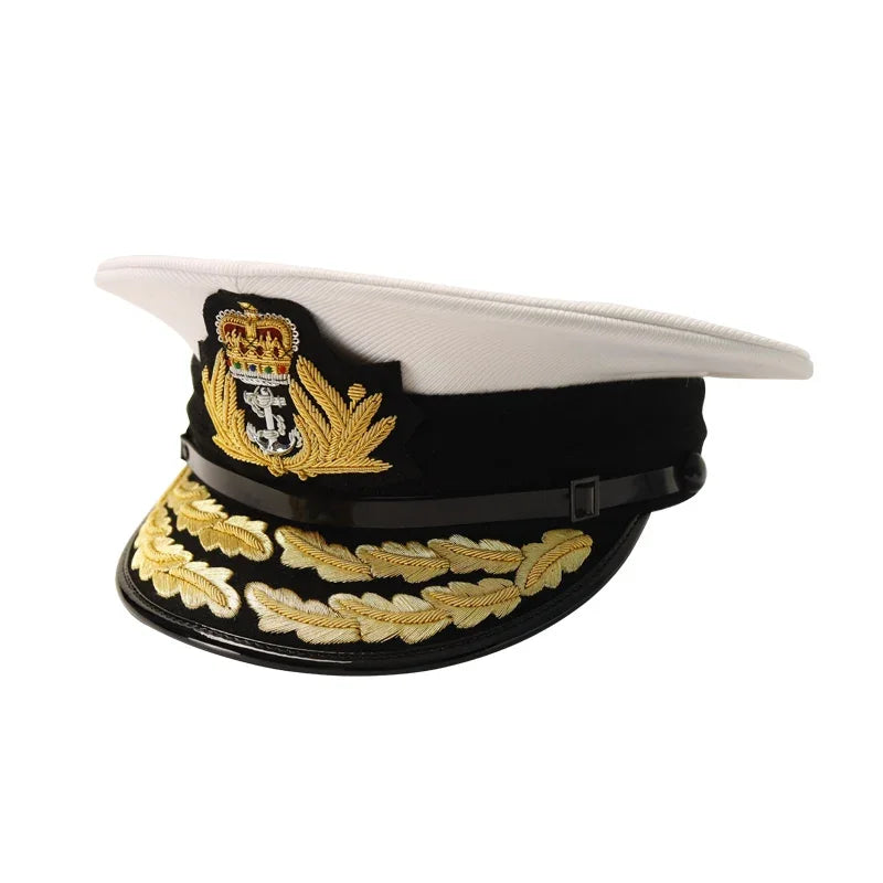 British Royal Navy Officer Hat Naval Captain Peak Cap R N Commanders Cap Queen King's Crown