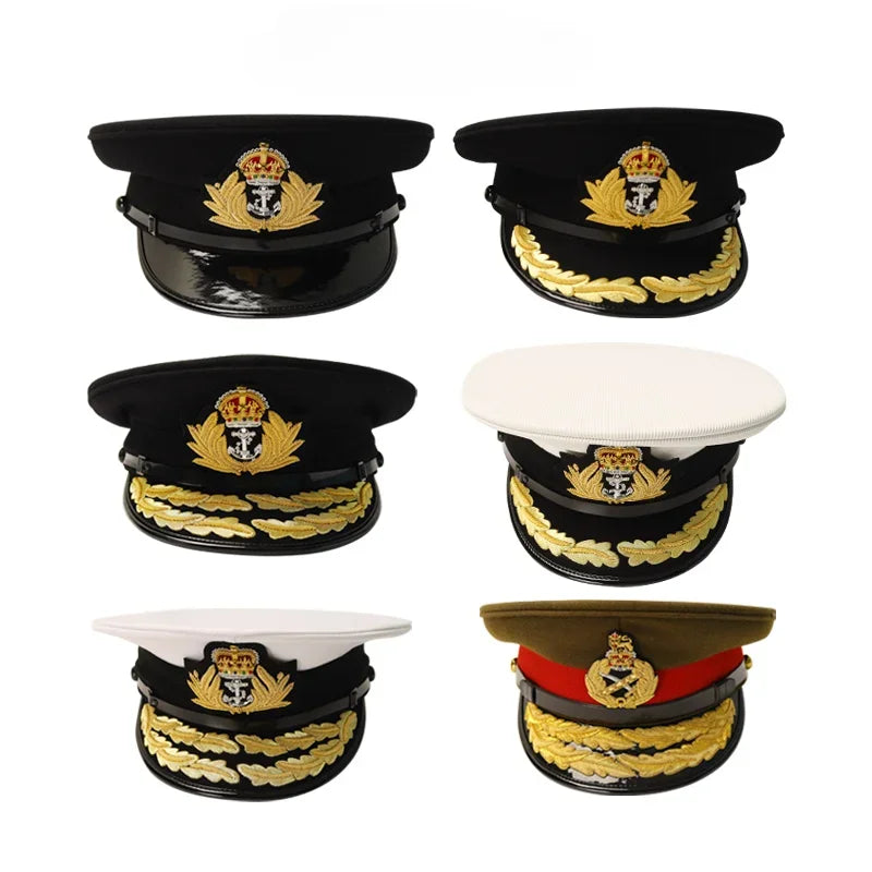 British Royal Navy Officer Hat Naval Captain Peak Cap R N Commanders Cap Queen King's Crown