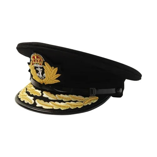 British Royal Navy Officer Hat Naval Captain Peak Cap R N Commanders Cap Queen King's Crown