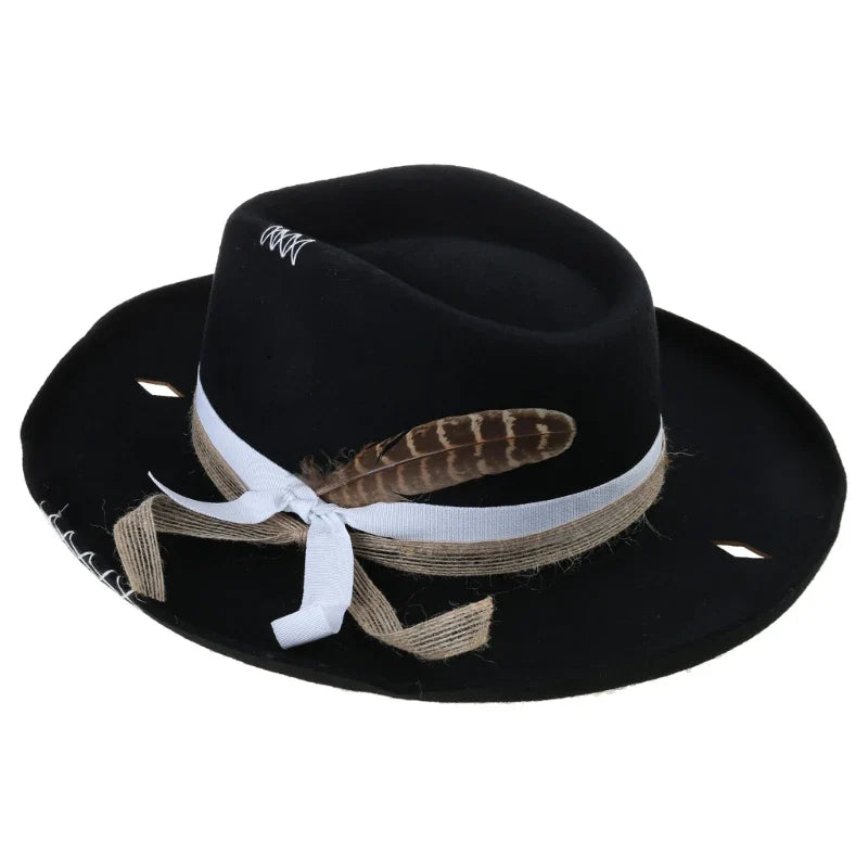 Distressed Wool Hat Adult Roleplay Hat Party Headwear Halloween Costume Hat