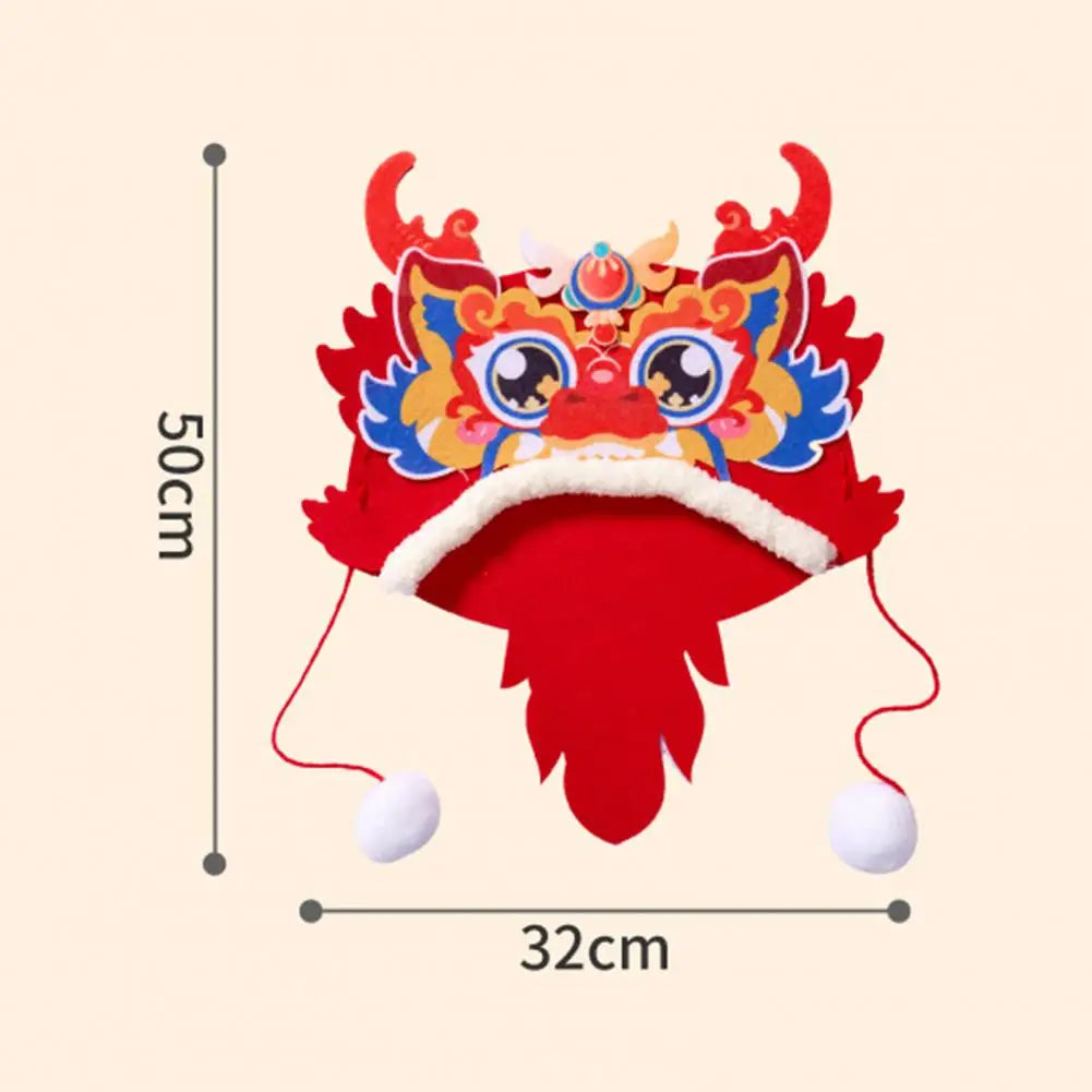 Dragon Head Hat Material Kit Non-woven Fabric Chinese New Year Photo Prop DIY Kids Handmade Cartoon Dragon Head Hat