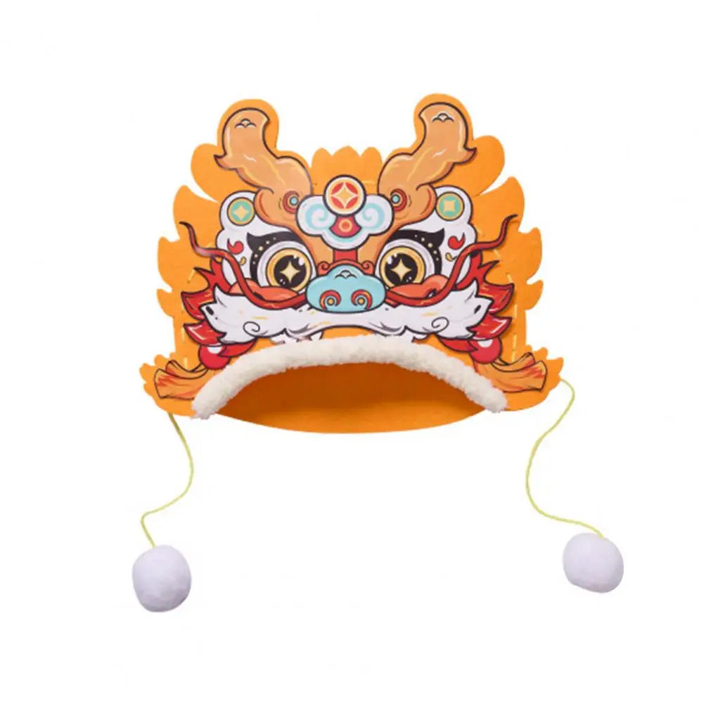 Dragon Head Hat Material Kit Non-woven Fabric Chinese New Year Photo Prop DIY Kids Handmade Cartoon Dragon Head Hat