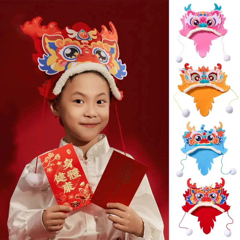 Dragon Head Hat Material Kit Non-woven Fabric Chinese New Year Photo Prop DIY Kids Handmade Cartoon Dragon Head Hat