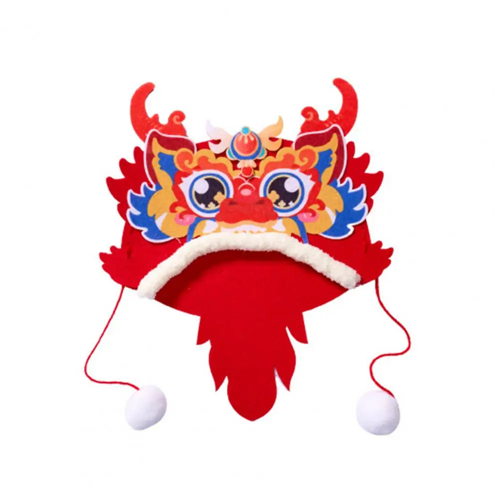 Dragon Head Hat Material Kit Non-woven Fabric Chinese New Year Photo Prop DIY Kids Handmade Cartoon Dragon Head Hat