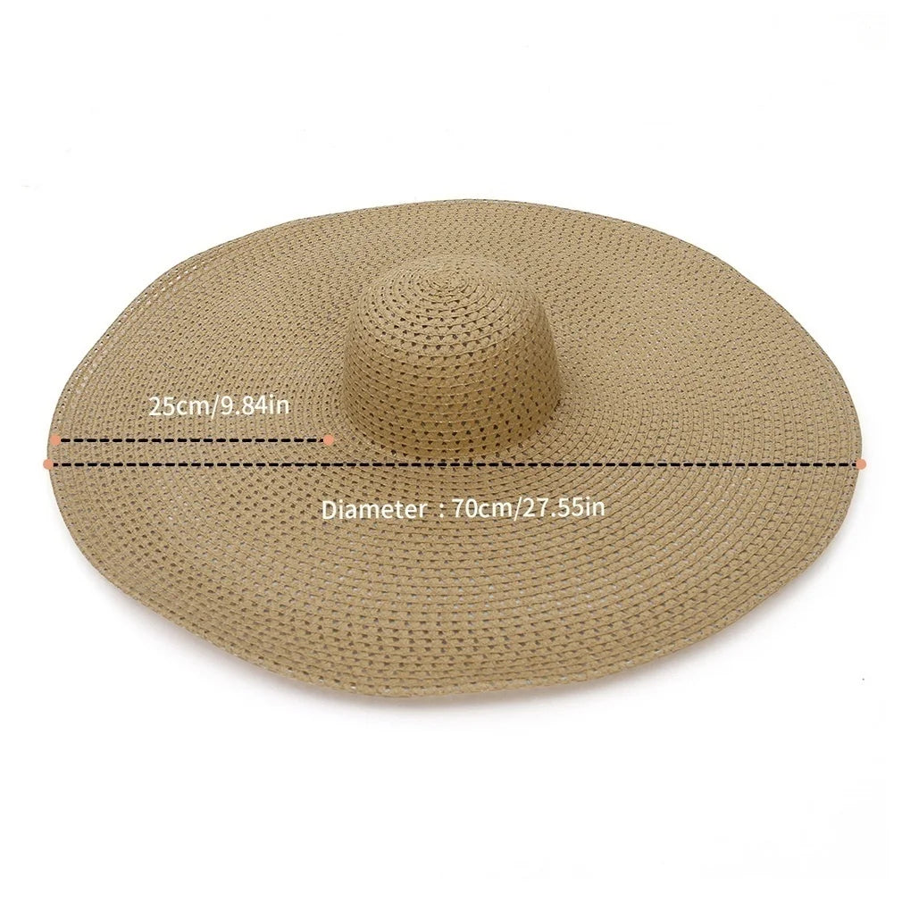 Summer Large Wide Brim Foldable Sun Hats for Women Oversized Sun Shade Hat Travel Straw Hat Lady UV Protection Beach Hat