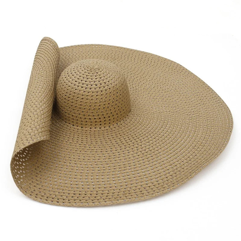 Summer Large Wide Brim Foldable Sun Hats for Women Oversized Sun Shade Hat Travel Straw Hat Lady UV Protection Beach Hat