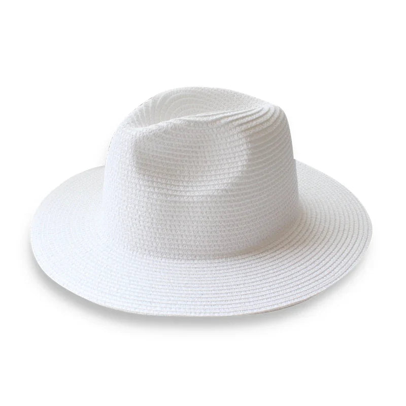 Large Size 56-58 59-60cm New Natural Panama Straw Hat Summer Men Women Wide Brim Beach UV Protection Fedora Sun Hat Wholesale