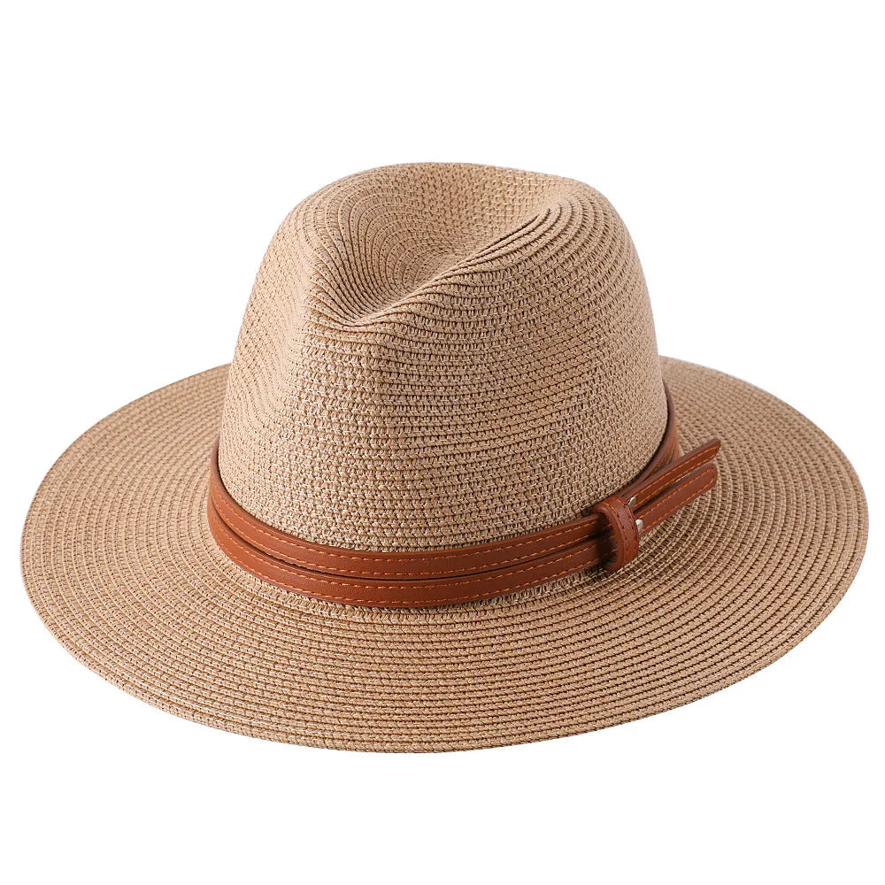 Large Size 56-58 59-60cm New Natural Panama Straw Hat Summer Men Women Wide Brim Beach UV Protection Fedora Sun Hat Wholesale