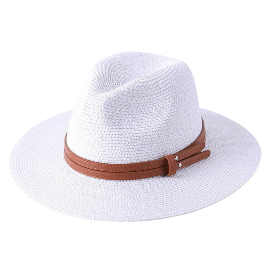 Large Size 56-58 59-60cm New Natural Panama Straw Hat Summer Men Women Wide Brim Beach UV Protection Fedora Sun Hat Wholesale