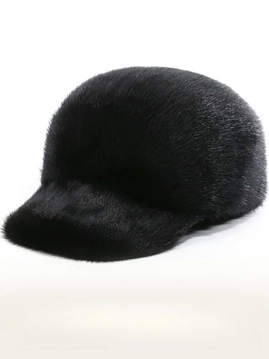 Leather hat for men peaked cap Real fur old jurgen Dad velvet baseball