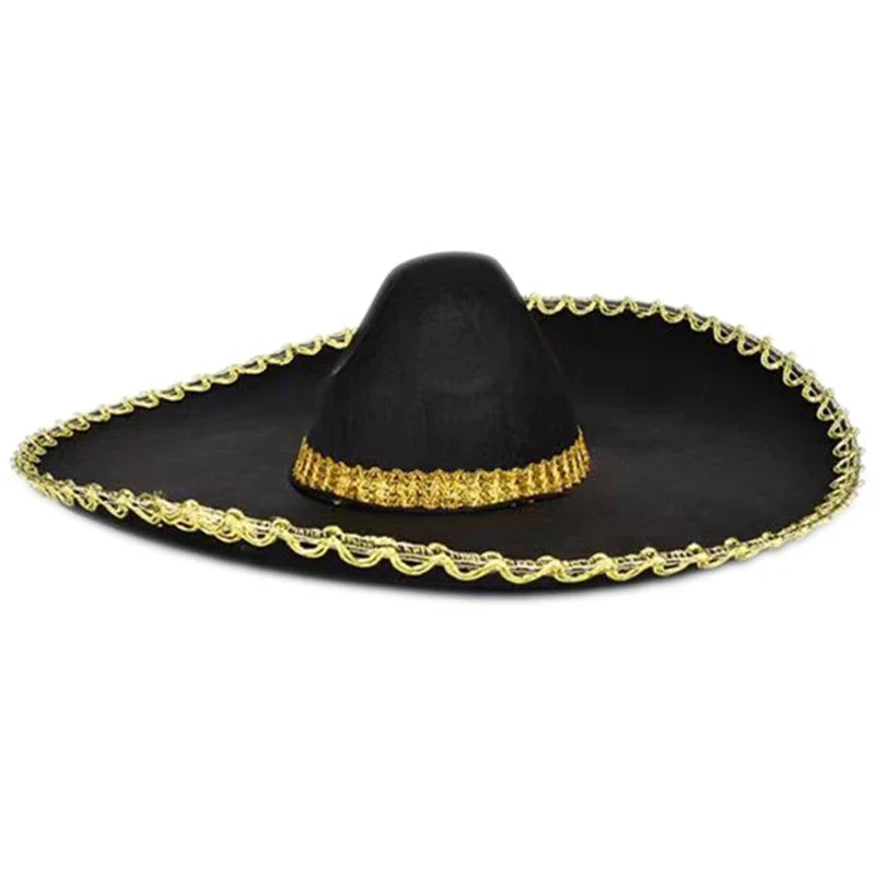 Mexico Sombrero Hat Ladies Halloween Carnivals Festival Hat with Rolled up Brim Festival Mexico Hat for Adult