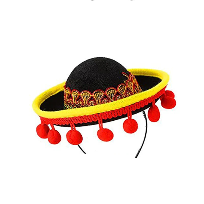 New Mexican Mini Sombrero Hat Headband Carnival Party Funny Hat Accessories Kid Adult Pet Birthday Party Decoration Headdress