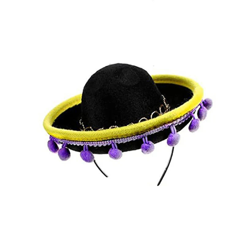 New Mexican Mini Sombrero Hat Headband Carnival Party Funny Hat Accessories Kid Adult Pet Birthday Party Decoration Headdress