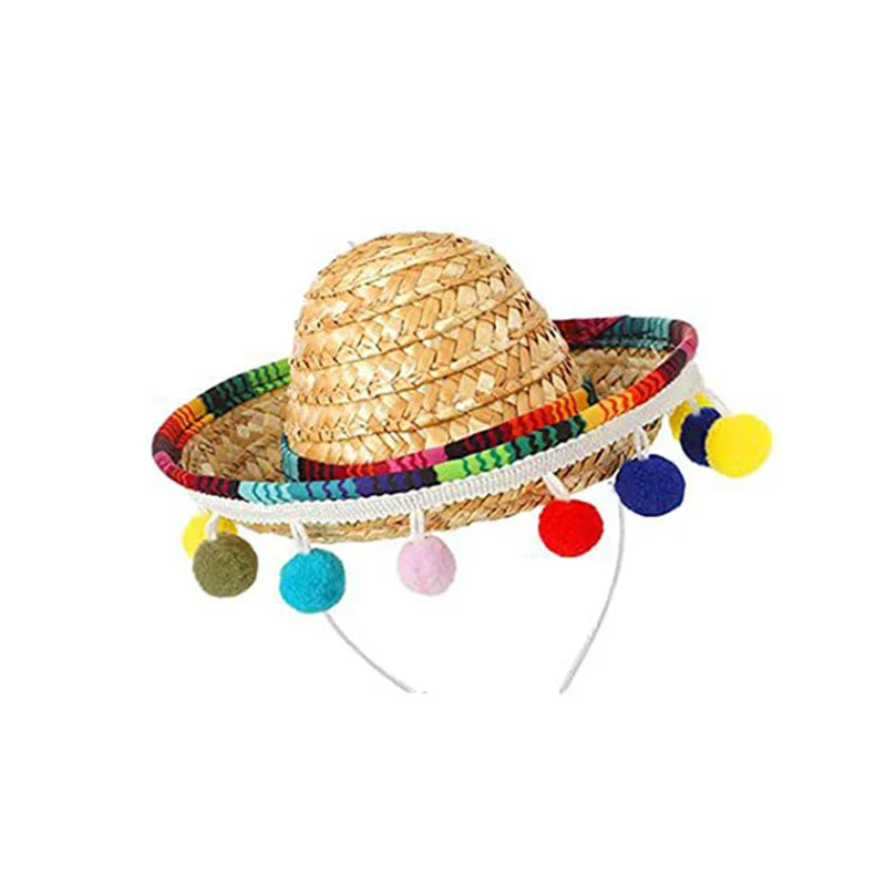 New Mexican Mini Sombrero Hat Headband Carnival Party Funny Hat Accessories Kid Adult Pet Birthday Party Decoration Headdress