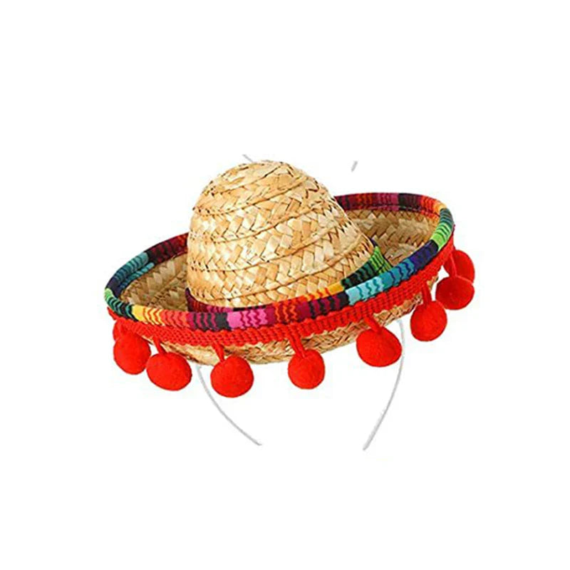 New Mexican Mini Sombrero Hat Headband Carnival Party Funny Hat Accessories Kid Adult Pet Birthday Party Decoration Headdress