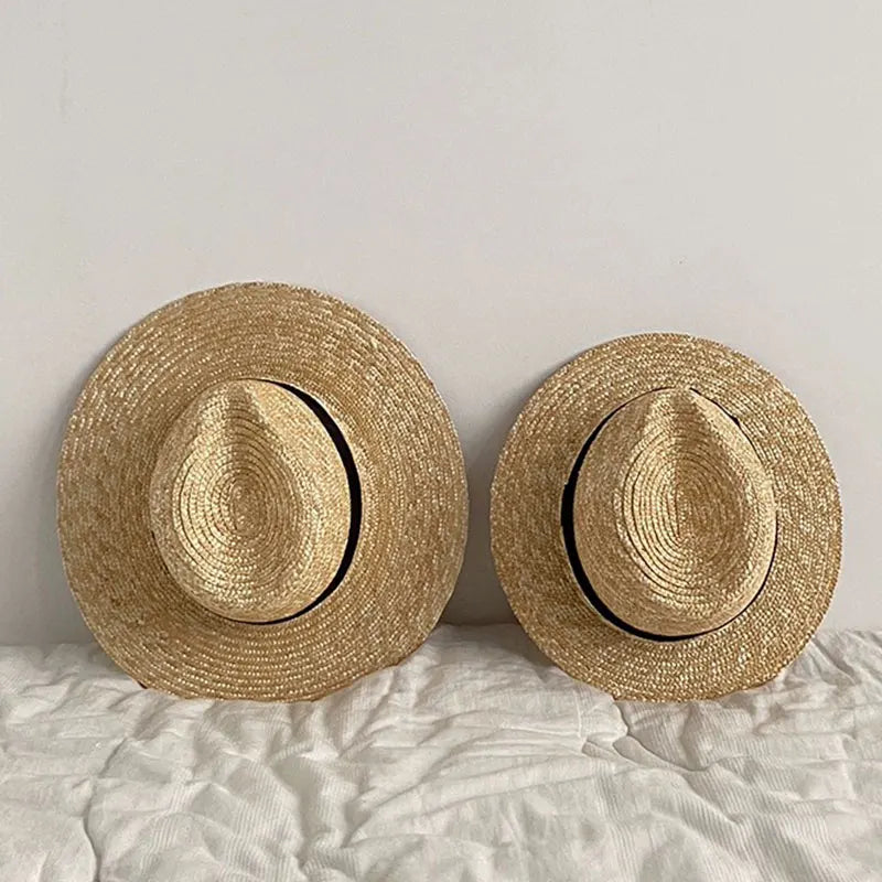 New Trend Summer Wide Brim Straw Hat Chapeau Ladies Panama Sun Hats Boater Black Beach Hat Sombrero Mujer Fedora Cowboy Jazz Cap