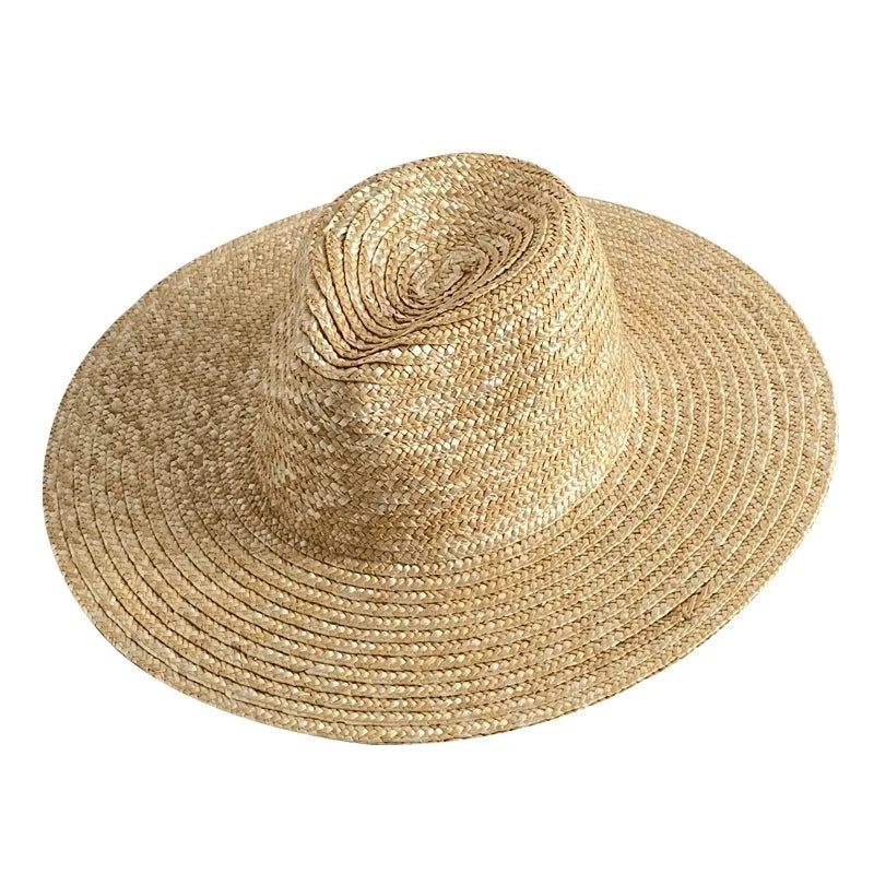 New Trend Summer Wide Brim Straw Hat Chapeau Ladies Panama Sun Hats Boater Black Beach Hat Sombrero Mujer Fedora Cowboy Jazz Cap