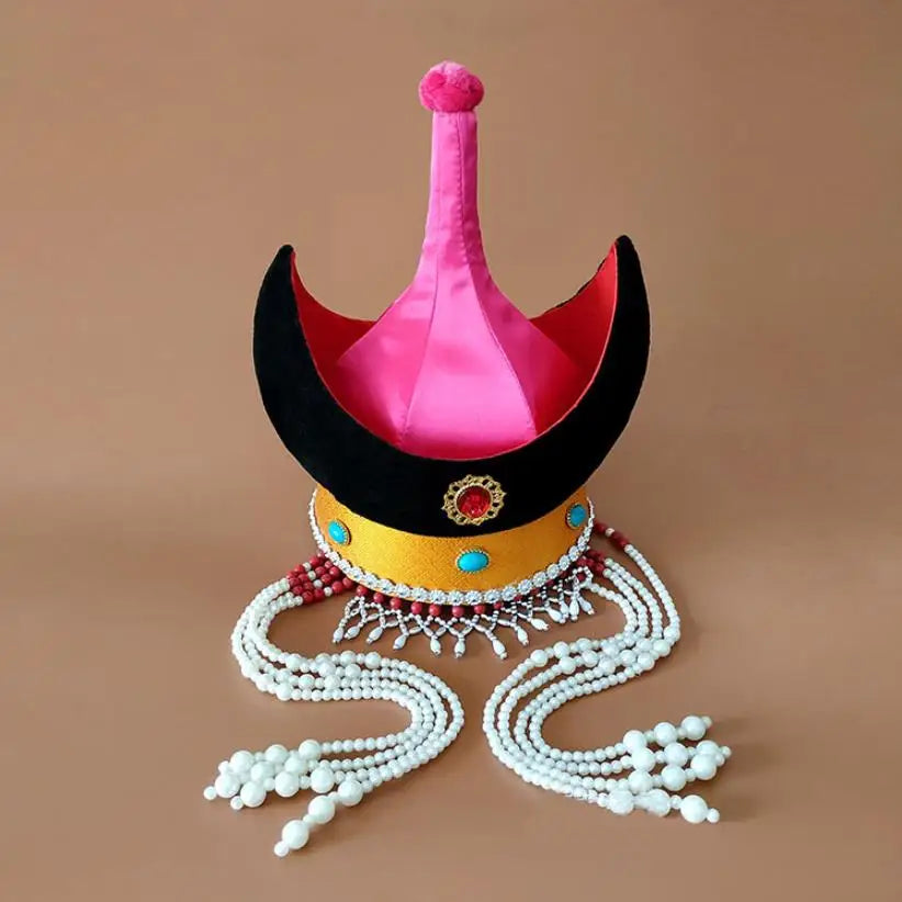 Princess Cosplay head wear women Mongolian dancing at beautiful Ethnic costume accessories wedding bride cap