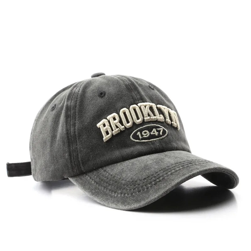 Retro brooklyn Letter Embroidery Baseball Caps Spring Summer Men Women Cotton Adjustable Casual Hat Hip Hop Streetwear Sun Hats