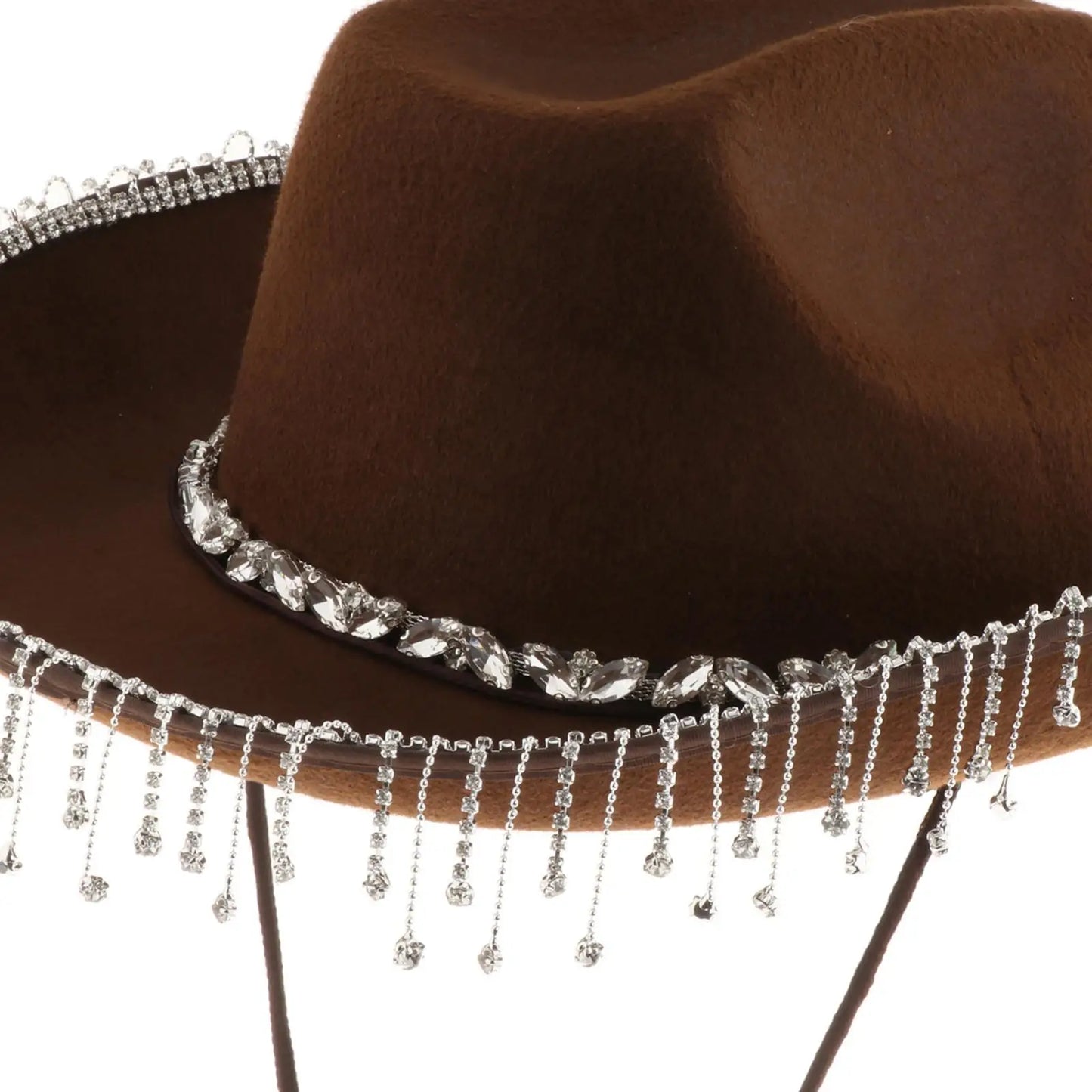 Rhinestone Fringe Cowboy Hat Bling Cowgirl Hat and Bandana Set for Cosplay Party Birthday Music Festival Costume Accessories