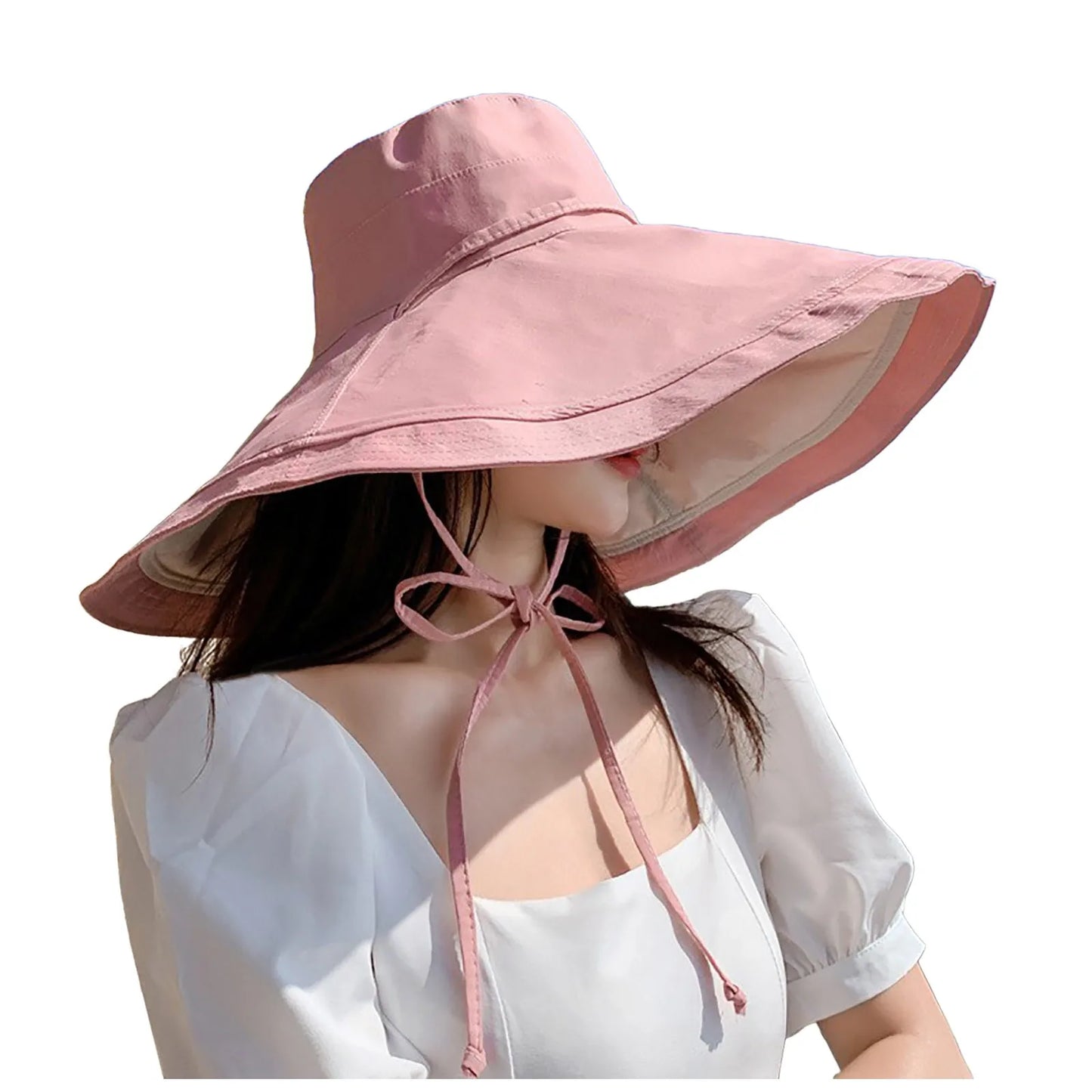 cosplay Women Wide Brim Soft Reversible Beach Hat Breathable Sun Hat