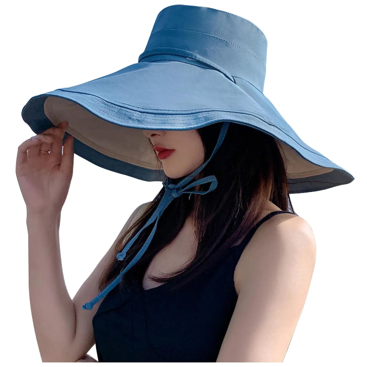 cosplay Women Wide Brim Soft Reversible Beach Hat Breathable Sun Hat