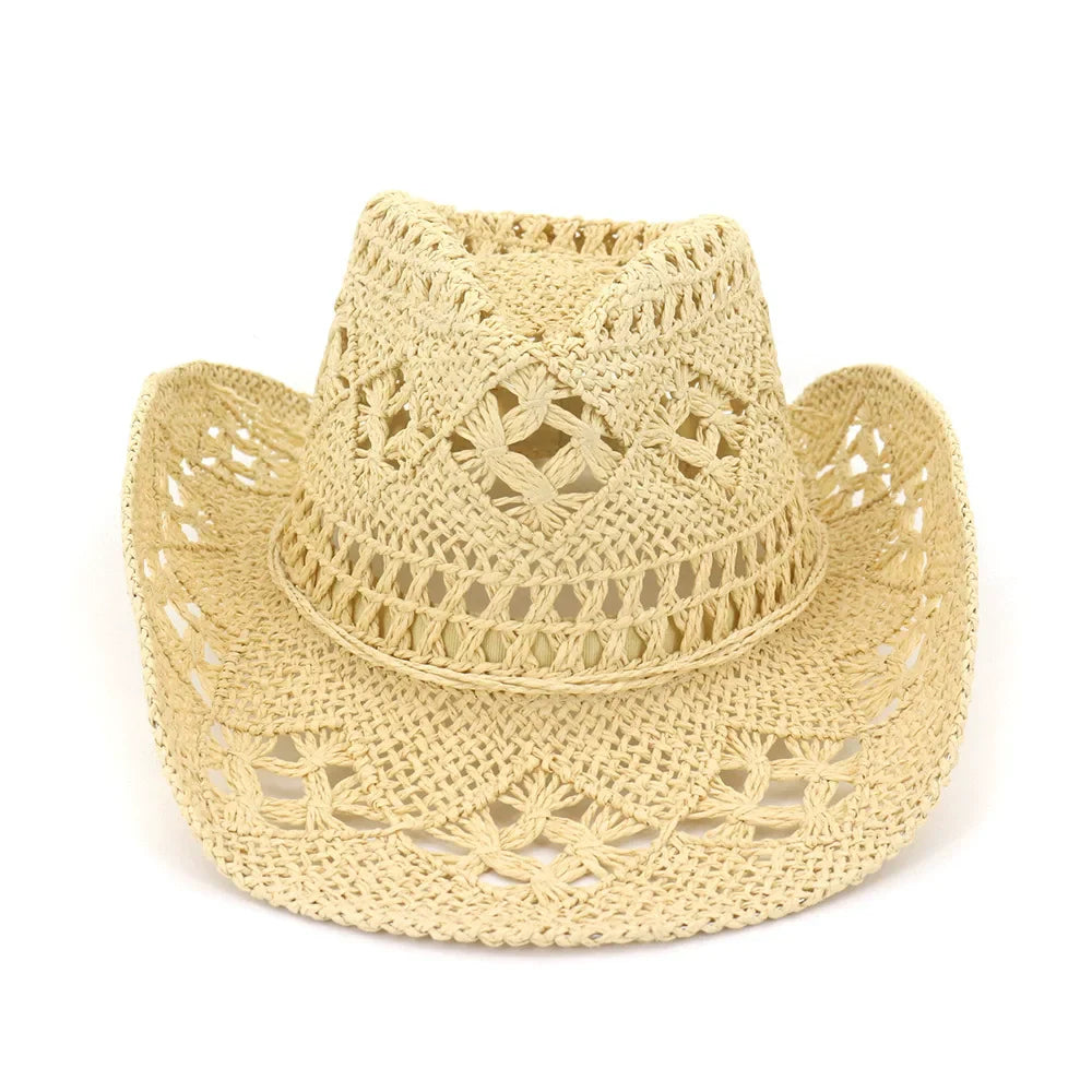 Straw Western Cowboy Hoed Hand Made Beach Vilt Zonnehoeden Party Cap Voor Man Vrouw Curling Rand Cap Zon Bescherming Unisex hat