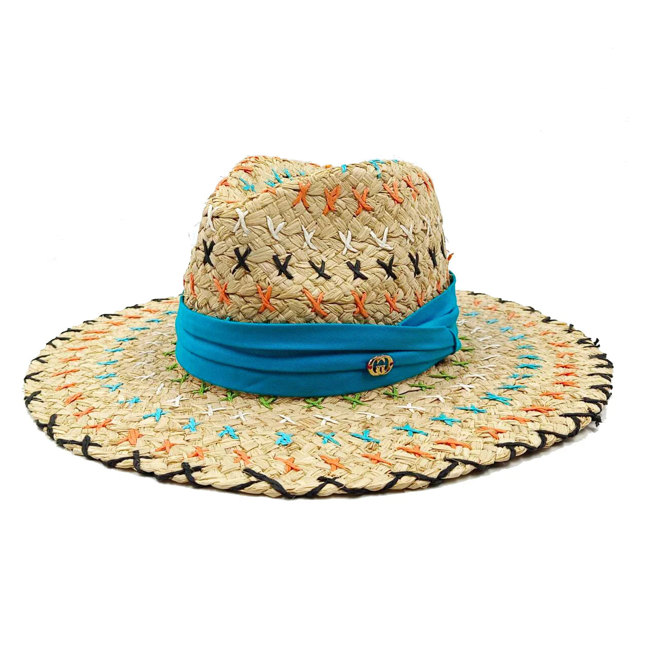 Summer straw hat pearl pin women's summer seaside sunshade hollow groove flat top straw hat  sombrero