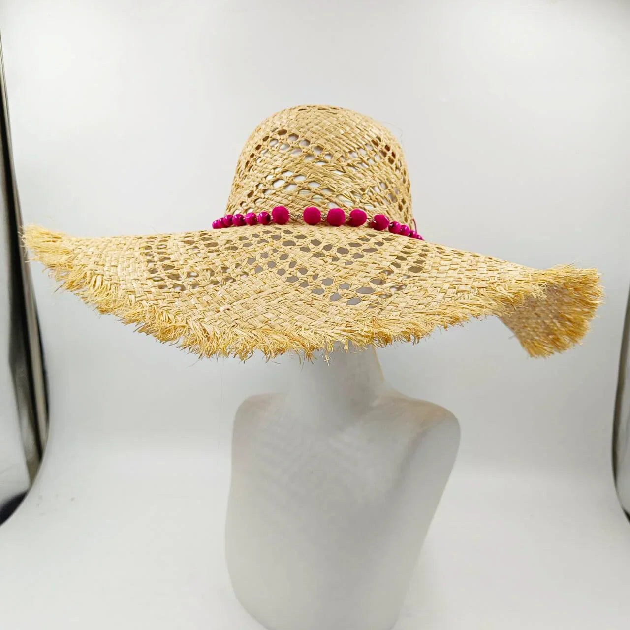 Summer straw hat pearl pin women's summer seaside sunshade hollow groove flat top straw hat  sombrero