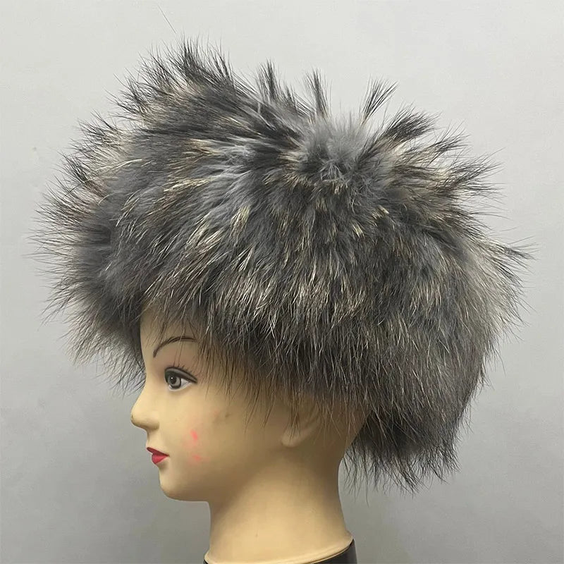 Unisex Silver Fox Fur Bomber Hat, Ushanka Cap, Trapper, Aviator Hats, 100% Real, Russian, Men, Women, Winter, Luxury, 2024