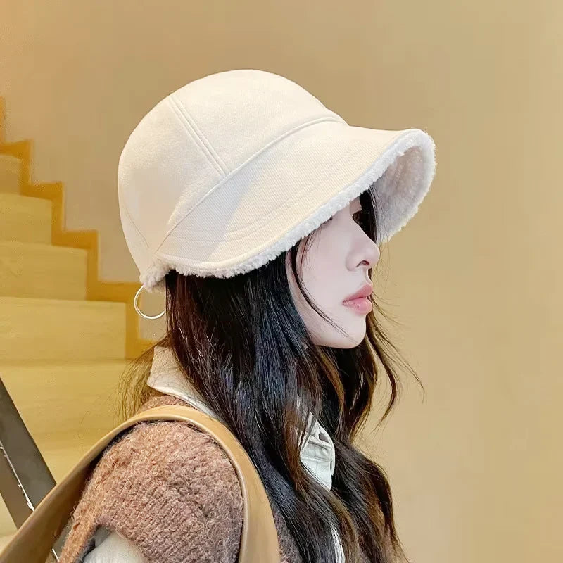 Women Autumn Winter Hat Fashion Korean Warm Fleece Visors Outdoor Thickened Plush Warmth Peaked Caps Casual Sunhat Bomber Hats