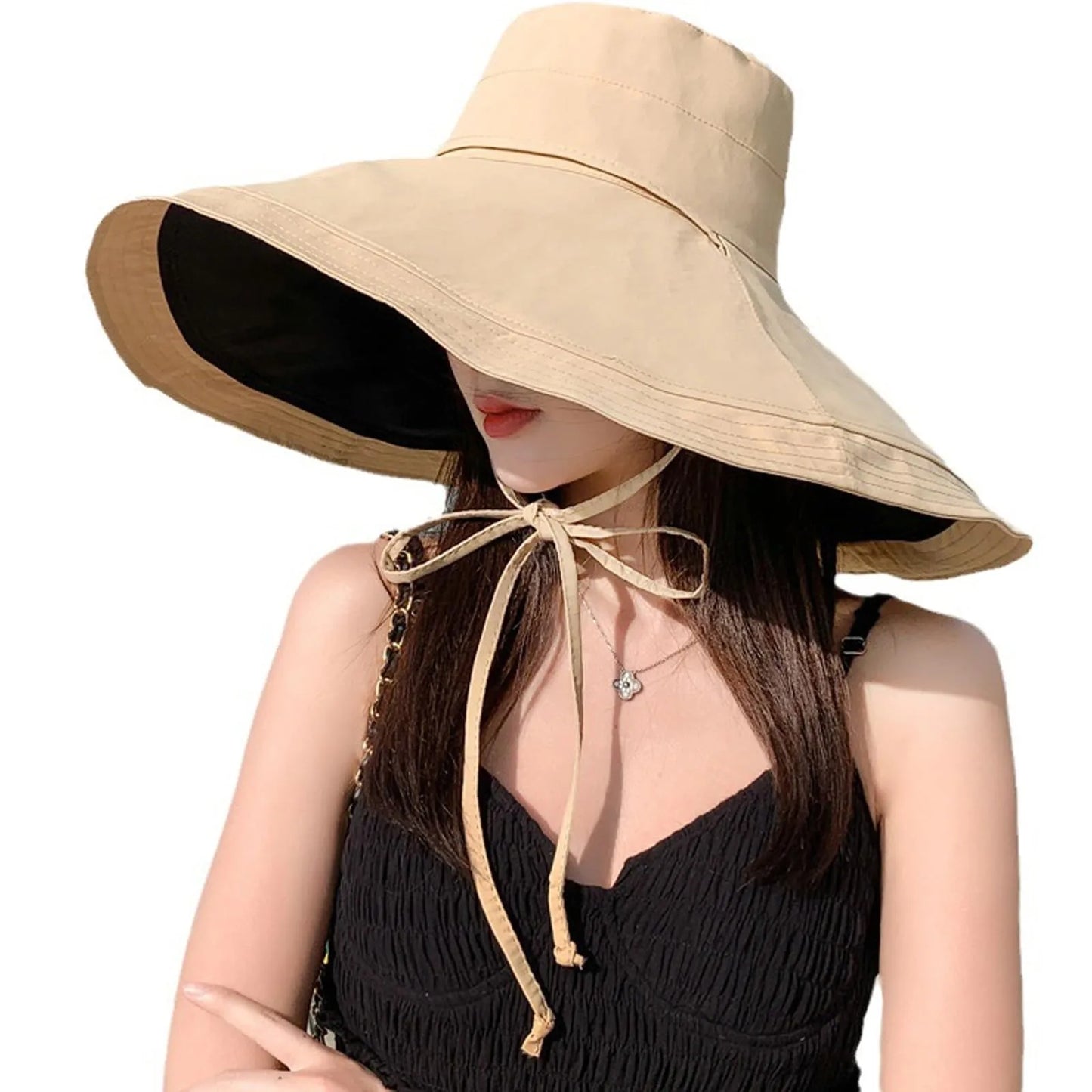 cosplay Women Wide Brim Soft Reversible Beach Hat Breathable Sun Hat