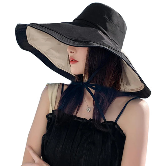 cosplay Women Wide Brim Soft Reversible Beach Hat Breathable Sun Hat